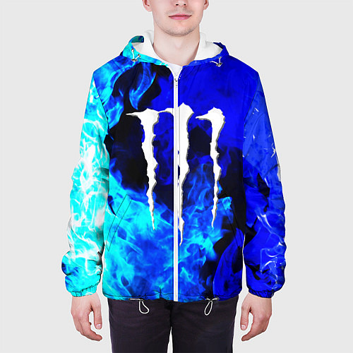 Мужская куртка Monster energy синий дым / 3D-Белый – фото 3