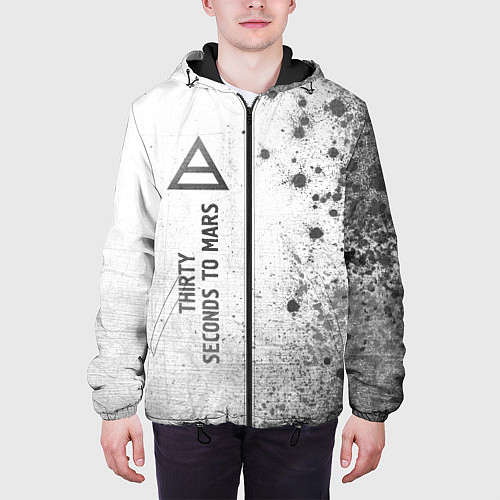 Мужская куртка Thirty Seconds to Mars - white gradient по-вертика / 3D-Черный – фото 3