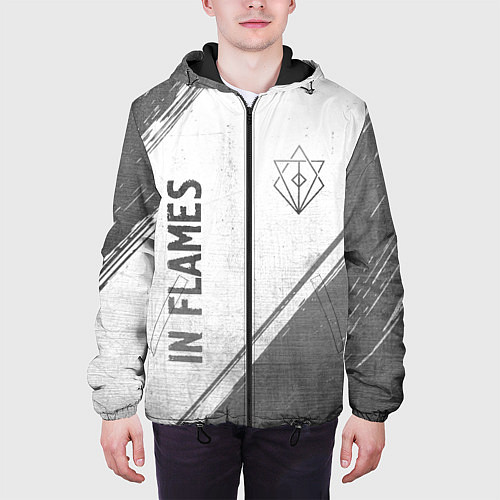 Мужская куртка In Flames - white gradient вертикально / 3D-Черный – фото 3