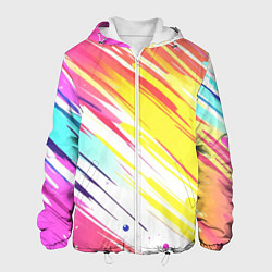 Куртка с капюшоном мужская Брызги краски на белом фоне, цвет: 3D-белый