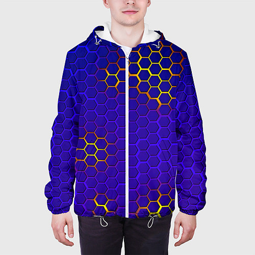 Мужская куртка Неоновые соты броня / 3D-Белый – фото 3
