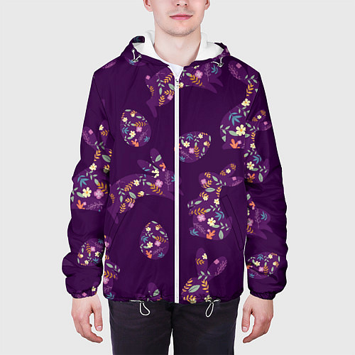 Мужская куртка Кролики и яйца / 3D-Белый – фото 3