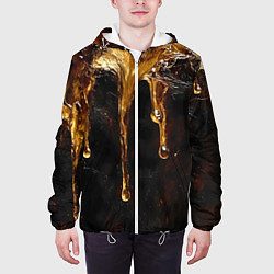 Куртка с капюшоном мужская Стекающий мед - текстура, цвет: 3D-белый — фото 2