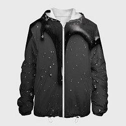 Куртка с капюшоном мужская Черная текстура - хром, цвет: 3D-белый