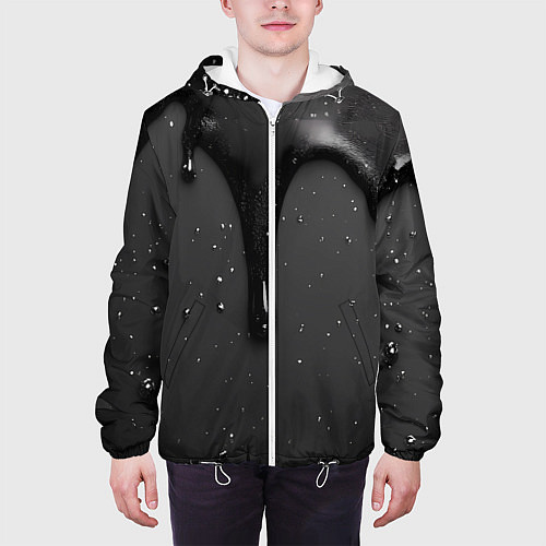 Мужская куртка Черная текстура - хром / 3D-Белый – фото 3