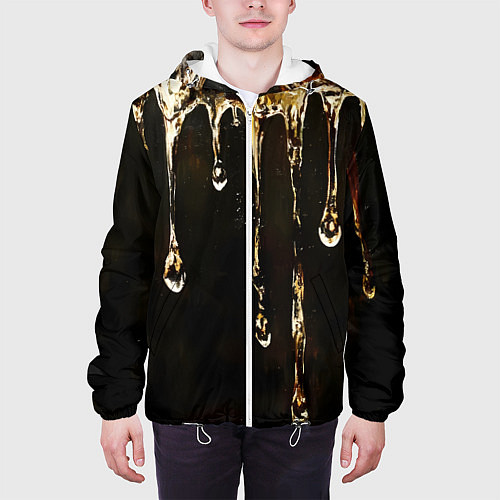 Мужская куртка Мед на коричневой текстуре / 3D-Белый – фото 3