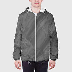 Куртка с капюшоном мужская Серая текстура каменная мрамор, цвет: 3D-белый — фото 2