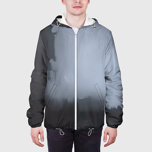 Мужская куртка Абстракция с серым и черным / 3D-Белый – фото 3