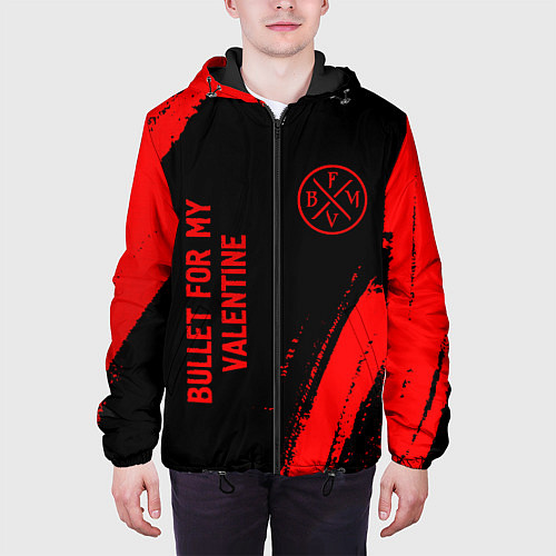 Мужская куртка Bullet For My Valentine - red gradient вертикально / 3D-Черный – фото 3