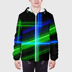 Куртка с капюшоном мужская Color blue black green, цвет: 3D-белый — фото 2