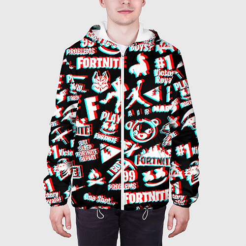 Мужская куртка Fortnite glitch game / 3D-Белый – фото 3