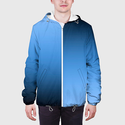Мужская куртка Градиент сине-голубой пополам / 3D-Белый – фото 3
