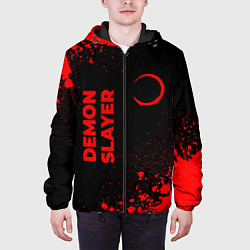 Куртка с капюшоном мужская Demon Slayer - red gradient вертикально, цвет: 3D-черный — фото 2