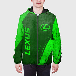 Куртка с капюшоном мужская Lexus - green gradient вертикально, цвет: 3D-черный — фото 2