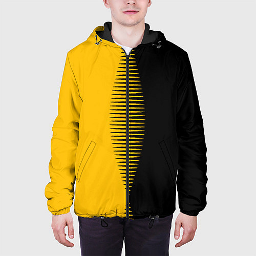 Мужская куртка Чёрно-жёлтый пополам с переходом / 3D-Черный – фото 3