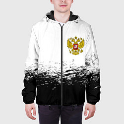 Куртка с капюшоном мужская Россия черно белые краски, цвет: 3D-черный — фото 2