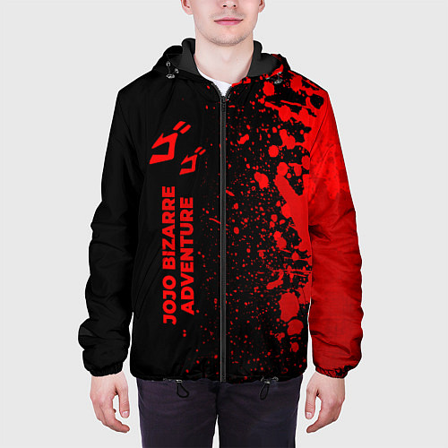 Мужская куртка JoJo Bizarre Adventure - red gradient по-вертикали / 3D-Черный – фото 3
