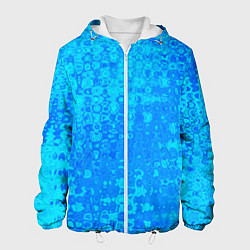Куртка с капюшоном мужская Голубой неоновый абстрактная текстура, цвет: 3D-белый