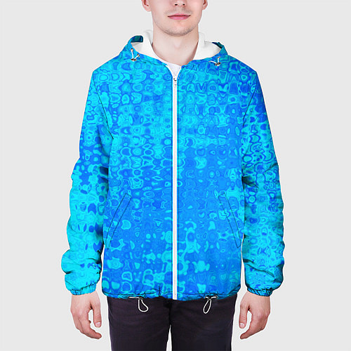 Мужская куртка Голубой неоновый абстрактная текстура / 3D-Белый – фото 3