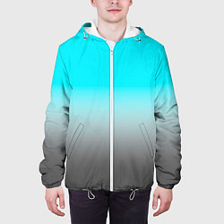 Куртка с капюшоном мужская Серо-голубой светлый градиент, цвет: 3D-белый — фото 2