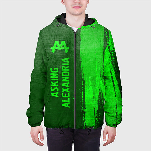 Мужская куртка Asking Alexandria - green gradient по-вертикали / 3D-Черный – фото 3