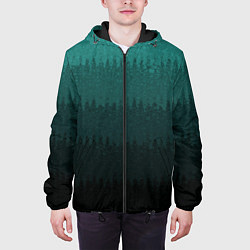 Куртка с капюшоном мужская Тёмный бирюзовый градиент текстурный полосы, цвет: 3D-черный — фото 2