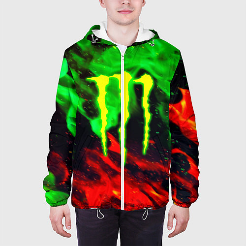 Мужская куртка Monster energy огонь лого / 3D-Белый – фото 3