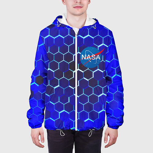 Мужская куртка Nasa голубая броня / 3D-Белый – фото 3