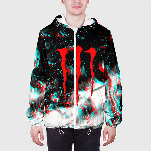 Мужская куртка Monster energy огонь глитч / 3D-Белый – фото 3