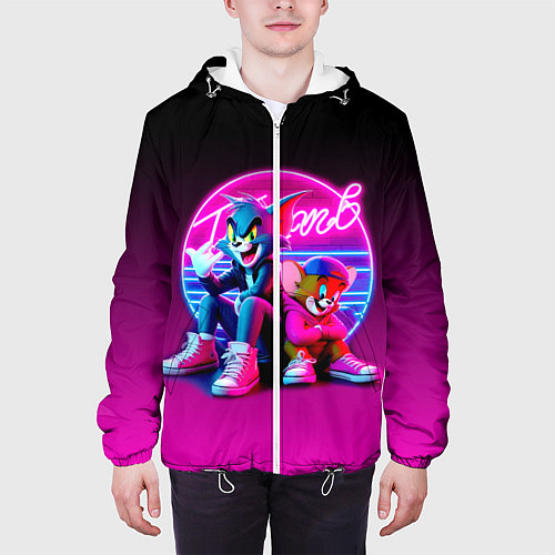 Мужская куртка Tom and Jerry - neon glow fantasy / 3D-Белый – фото 3