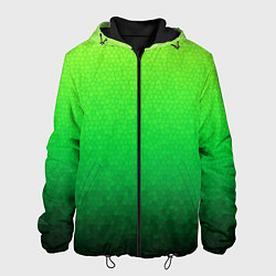 Куртка с капюшоном мужская Градиент мозаика зелёный в тёмный, цвет: 3D-черный