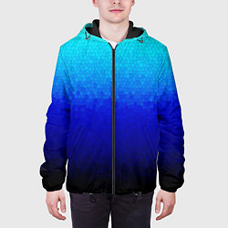 Куртка с капюшоном мужская Градиент мозаика из голубого в чёрный, цвет: 3D-черный — фото 2