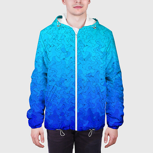 Мужская куртка Голубой в синеву с узором / 3D-Белый – фото 3