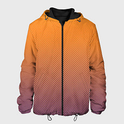 Куртка с капюшоном мужская Градиент оранжевый в фиолетовый мелкий ромбик, цвет: 3D-черный
