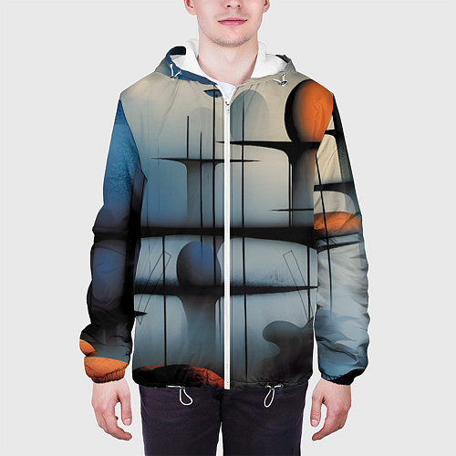 Мужская куртка Архитектурная абстракция в тумане / 3D-Белый – фото 3
