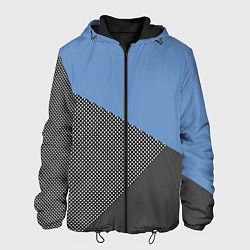 Куртка с капюшоном мужская Сине-серый геометричный, цвет: 3D-черный