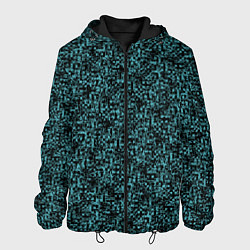 Куртка с капюшоном мужская Чёрным с синим абстрактная текстура, цвет: 3D-черный