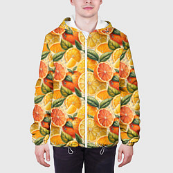 Куртка с капюшоном мужская Апельсиновый фреш сочные дольки, цвет: 3D-белый — фото 2