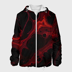 Куртка с капюшоном мужская Черно-красная размытая абстракция, цвет: 3D-белый