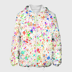 Куртка с капюшоном мужская Белый с разноцветными брызгами, цвет: 3D-белый