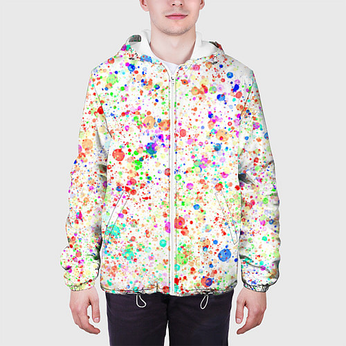 Мужская куртка Белый с разноцветными брызгами / 3D-Белый – фото 3