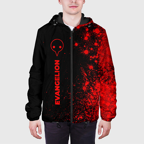 Мужская куртка Evangelion - red gradient по-вертикали / 3D-Черный – фото 3