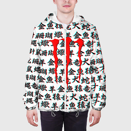 Мужская куртка Monster energy japan glitch / 3D-Белый – фото 3
