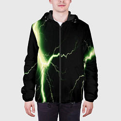 Куртка с капюшоном мужская Lightning yellow текстура, цвет: 3D-черный — фото 2