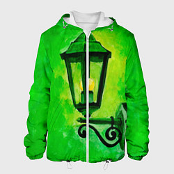 Куртка с капюшоном мужская Уличный зелёный фонарь, цвет: 3D-белый