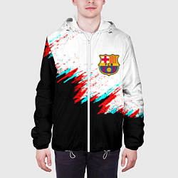 Куртка с капюшоном мужская Barcelona глитч краски, цвет: 3D-белый — фото 2