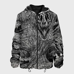 Куртка с капюшоном мужская Черепа динозавров - эскиз, цвет: 3D-черный