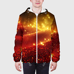 Куртка с капюшоном мужская Желто-красная блестящая текстура, цвет: 3D-белый — фото 2