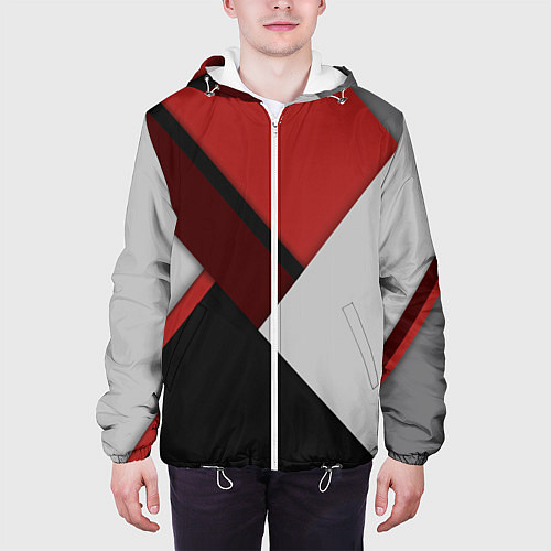 Мужская куртка Color black red grey / 3D-Белый – фото 3