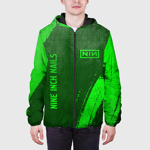 Мужская куртка Nine Inch Nails - green gradient вертикально / 3D-Черный – фото 3